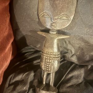 Hand carved African fertility doll and vintage African tribal statue